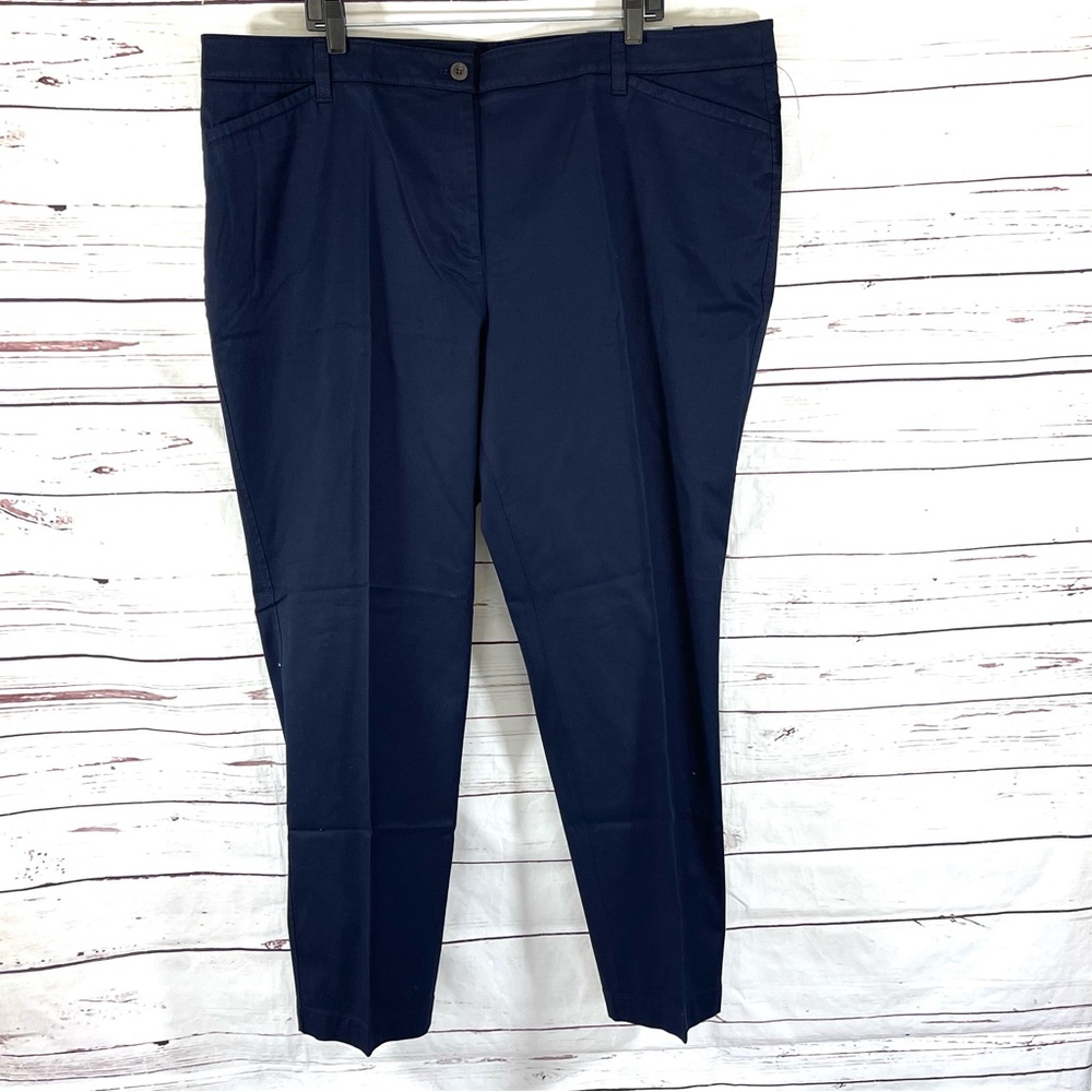 Talbots Straight Leg Chino Pants Full Length Plus Size 22W Navy